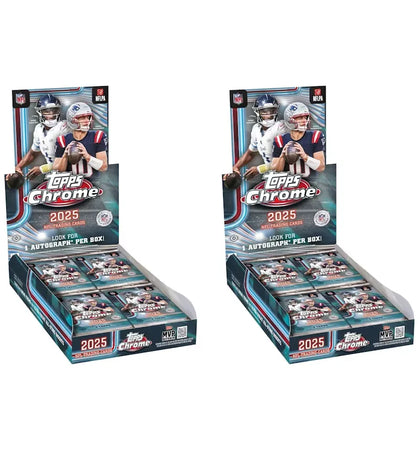 2025 Topps Chrome Football Hobby Box 2x Lot - authentic Topps product