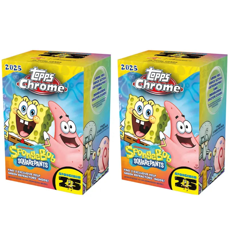 2025 Topps Chrome SpongeBob 25th Anniversary Blaster Box 2x Lot - vue 360