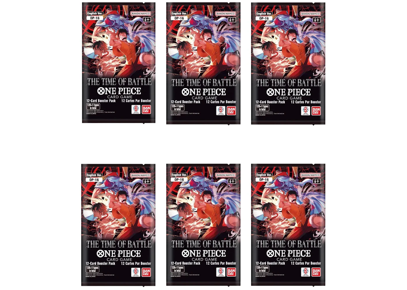 2026 Bandai One Piece Card Game The Time of Battle OP-19 Booster Pack 6x Lot - vue secondaire A