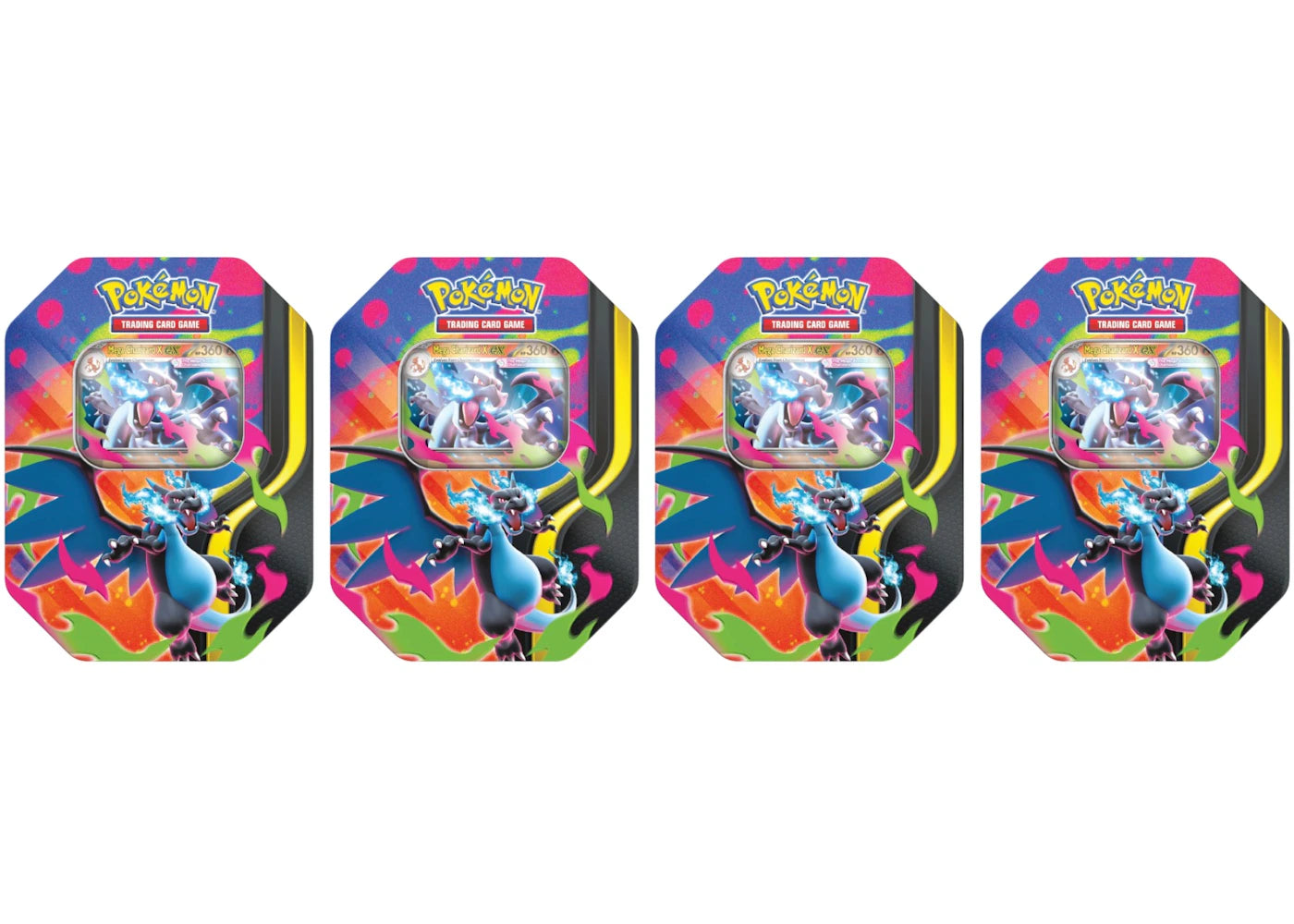 2026 Pokémon Mega Charizard X ex Tin 4x Lot - vue 360