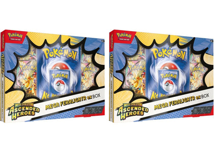 2026 Pokemon Mega Evolution Ascended Heroes Mega Feraligatr ex Box 2x Lot - authentic Pokemon product