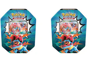 2026 Pokémon Mega Evolution Ascended Heroes Mega Feraligatr ex Tin 2x Lot - vue 360