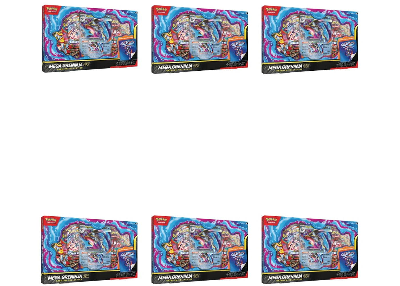 2026 Pokémon Mega Evolution Mega Greninja Ex Premium Collection 6x Lot - vue 360
