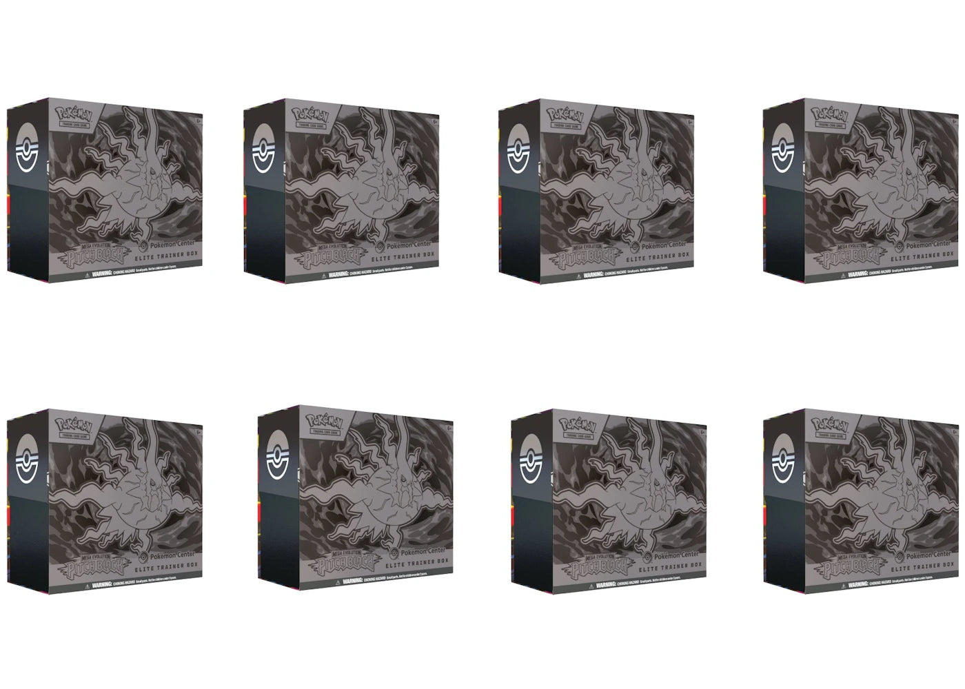 2026 Pokémon Mega Evolution Pitch Black Pokemon Center Elite Trainer Box 8x Lot - vue 360