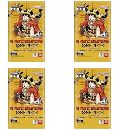 2026 Bandai One Piece Card Game The Worlds Strongest Warriors (OP-17) Booster Pack 4x Lot - authentic Bandai product