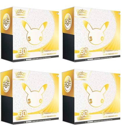 2026 Pokémon Mega Evolution 30th Celebration Pokemon Center Elite Trainer Box 4x Lot - authentic Pokemon sneakers