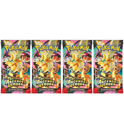 2026 Pokémon Mega Evolution Ascended Heroes Booster Pack 4x Lot - authentic Pokemon product