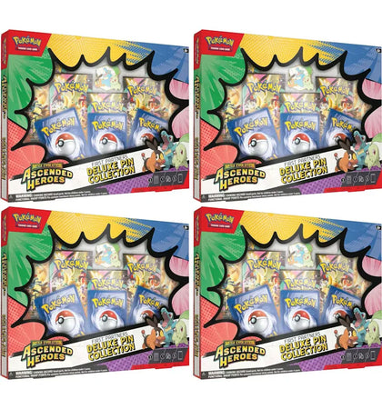 2026 Pokemon Mega Evolution Ascended Heroes Deluxe Pin Collection Box 4x Lot - authentic Pokemon product