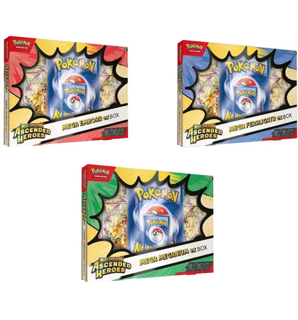 2026 Pokémon Mega Evolution Ascended Heroes Mega Emboar, Mega Feraligatr, Mega Meganium Ex Box Set - authentic Pokemon pro...