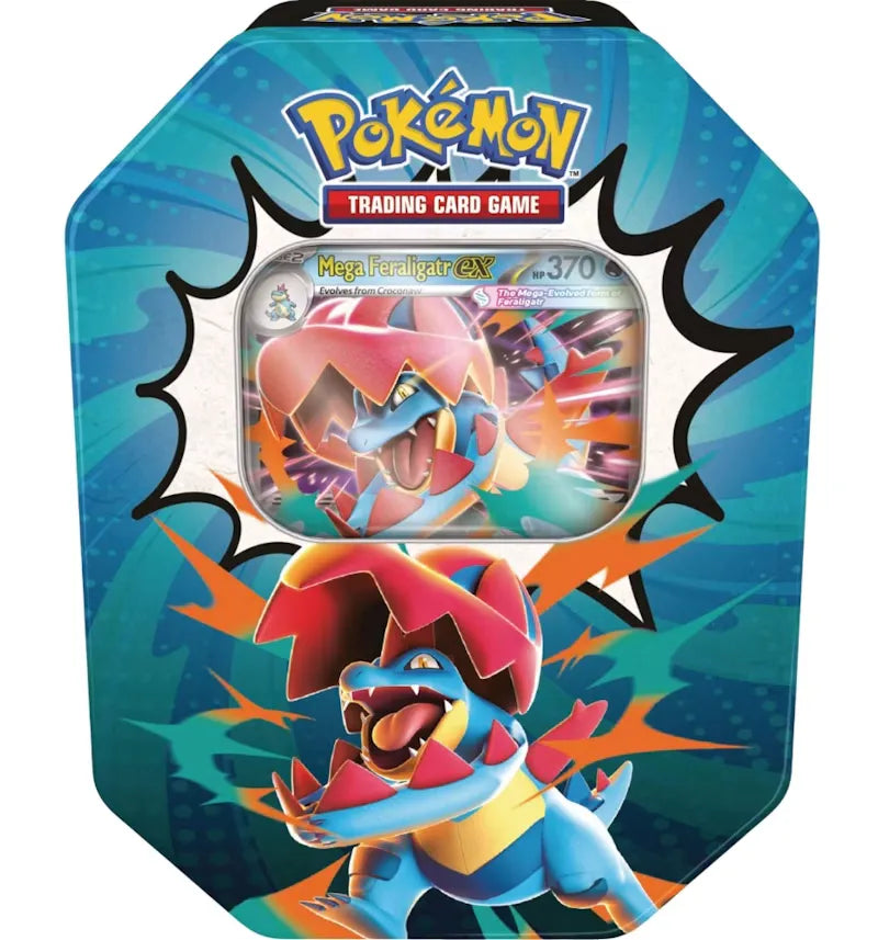 2026 Pokémon Mega Evolution Ascended Heroes Mega Feraligatr ex Tin - vue 360