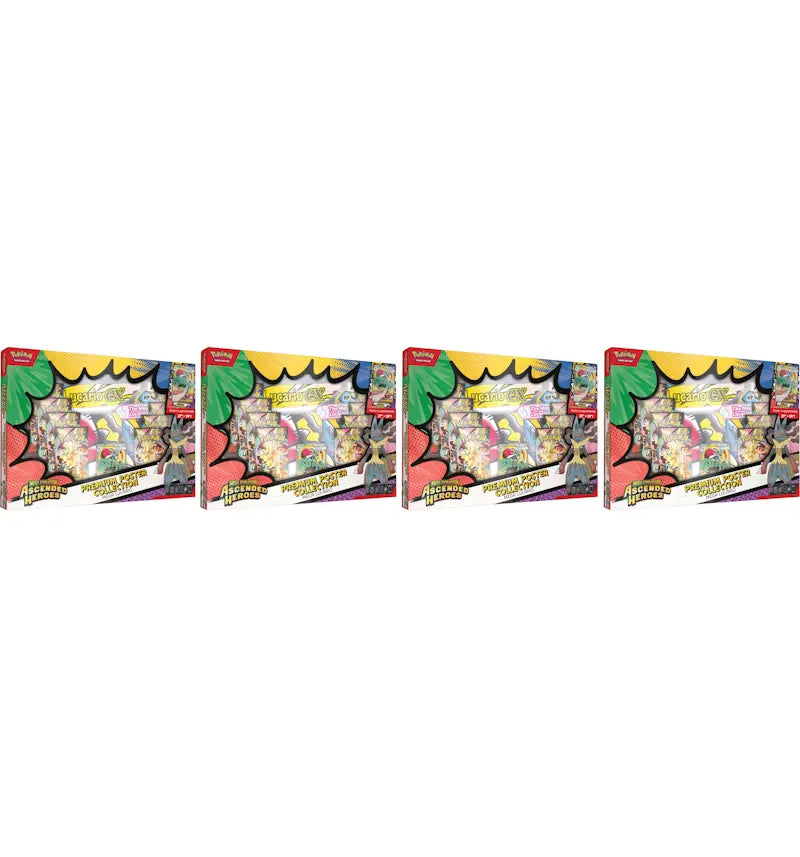 2026 Pokémon Mega Evolution Ascended Heroes Mega Lucario Premium Poster Collection 4x Lot - vue 360