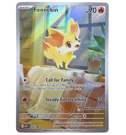 2026 Pokémon Mega Evolution Chaos Rising Fennekin Promo Pokemon Center Stamped Ungraded - authentic Pokemon product