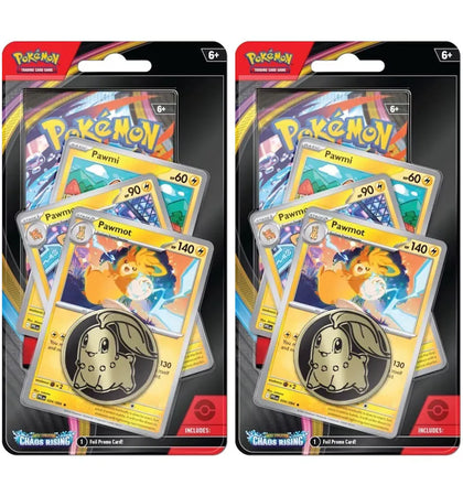 2026 Pokémon Mega Evolution Chaos Rising Pawmot 3 Pack Blister 2x Lot - authentic Pokemon product