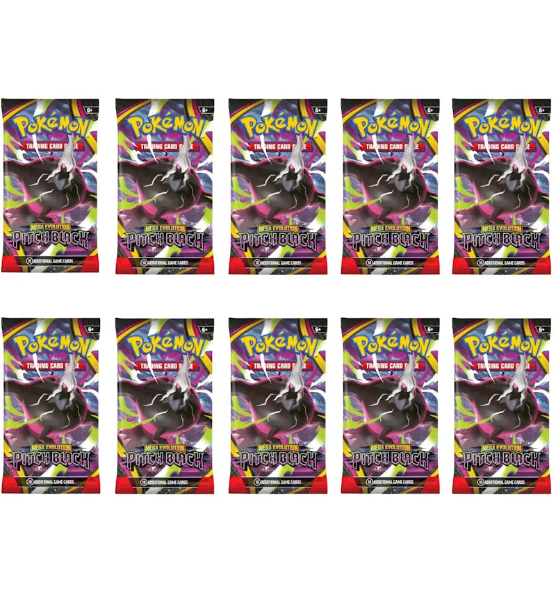 2026 Pokémon Mega Evolution Pitch Black Booster Pack (Random Pack Art) 10x Lot - vue 360