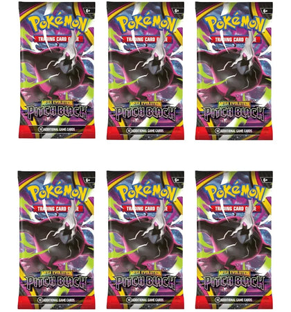 2026 Pokémon Mega Evolution Pitch Black Booster Pack (Random Pack Art) 6x Lot - authentic Pokemon product