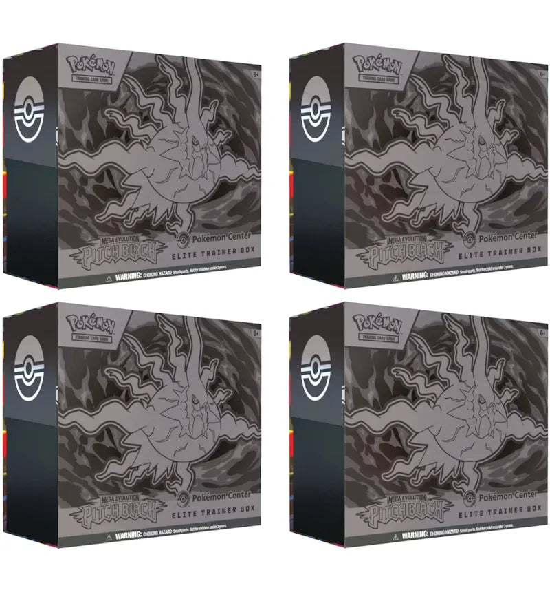 2026 Pokémon Mega Evolution Pitch Black Pokemon Center Elite Trainer Box 4x Lot - vue 360