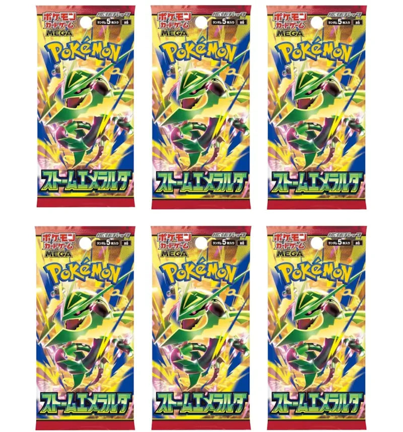 2026 Pokémon Mega Evolution Storm Emeralda Booster Pack (Japanese) 6x Lot - vue 360