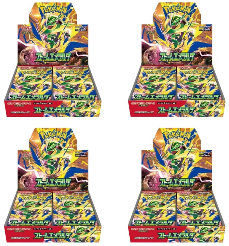 2026 Pokémon Mega Evolution Storm Emeralda Expansion Pack Booster Box (Japanese) 4x Lot - vue 360