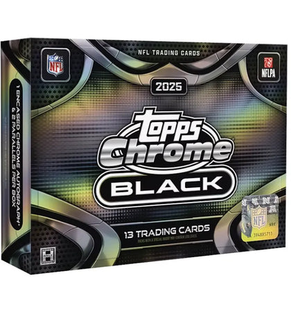 2025 Topps Chrome Black Football Hobby Box - authentic Topps product
