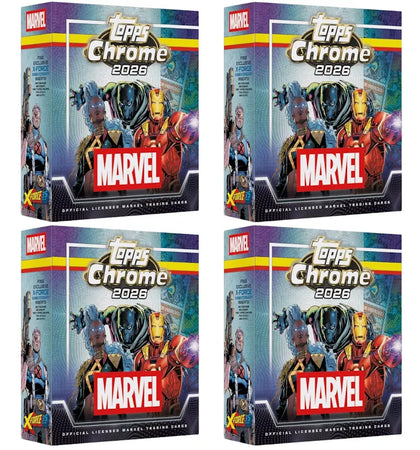 2026 Topps Chrome Marvel Comics Mega Box 4x Lot - authentic Topps product