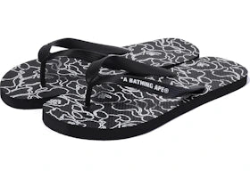 A Bathing Ape ABC Neon Camo Beach Sandal Black