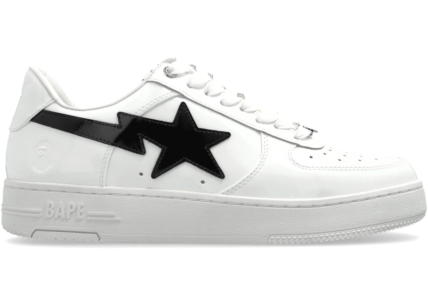 A Bathing Ape Bape Sta #1 White Black Patent Leather - vue 360