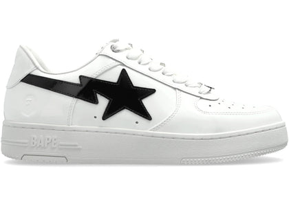 A Bathing Ape Bape Sta #1 White Black Patent Leather - authentic BAPE sneakers