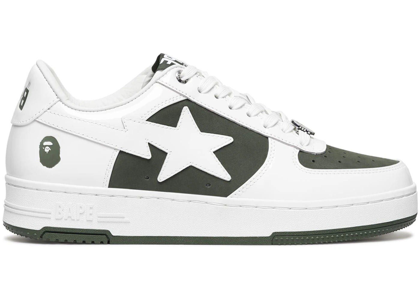 A Bathing Ape Bape Sta Low #6 White Olive Drab - vue 360