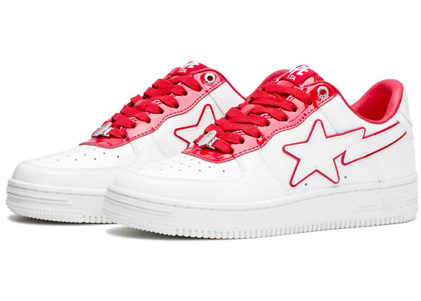 A Bathing Ape Bape Sta Patent Leather White Red - vue secondaire B