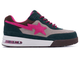 A Bathing Ape Road Sta Premium Suede Dark Green Pink Beige - authentic BAPE sneakers