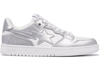 A Bathing Ape Sk8 Sta #4 White Silver - authentic BAPE sneakers