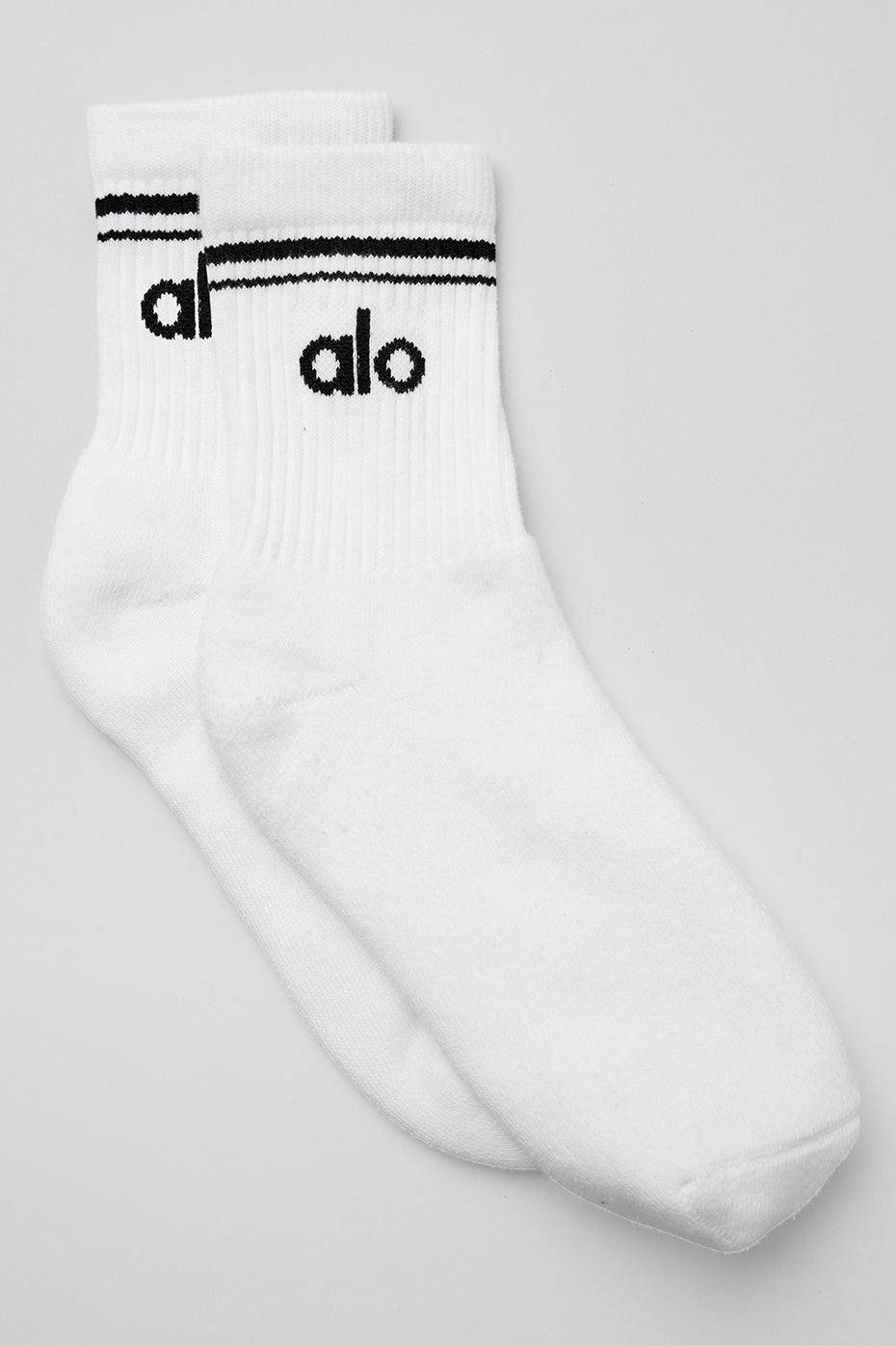 Alo Unisex Half-Crew Throwback Sock White/Black - vue 360