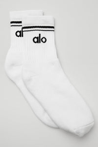 Alo Unisex Half-Crew Throwback Sock White/Black