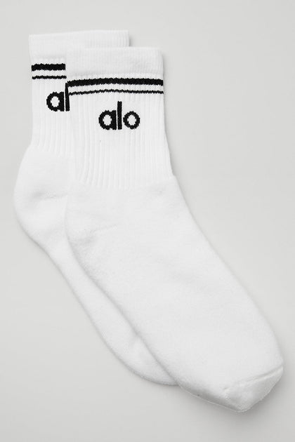 Alo Unisex Half-Crew Throwback Sock White/Black