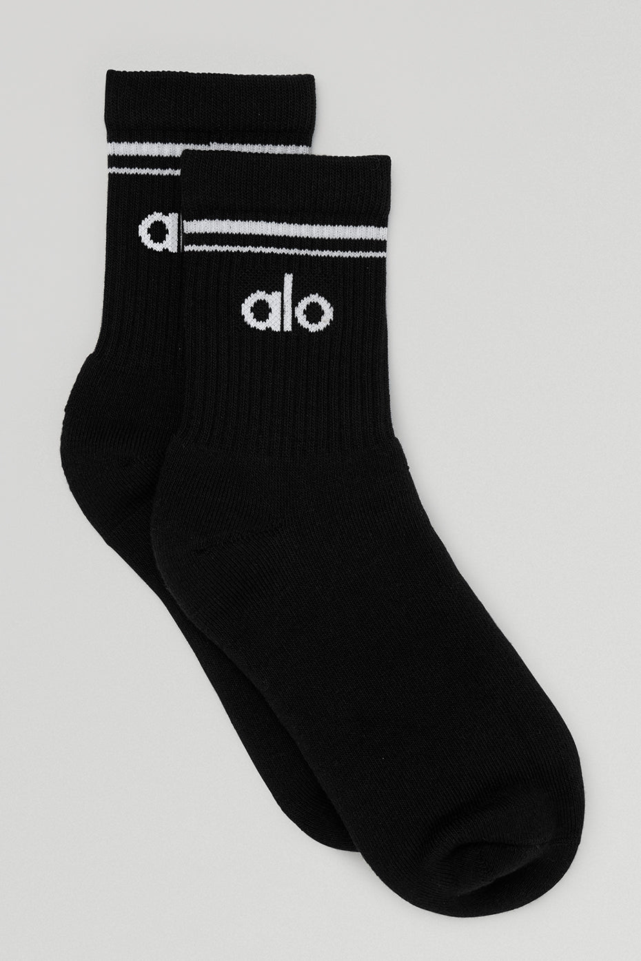 Alo Unisex Half-Crew Throwback Sock Black/White - vue 360
