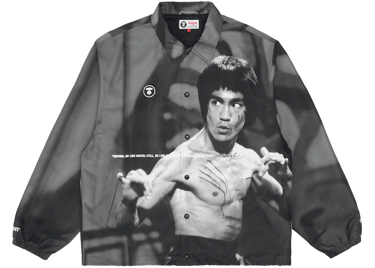 BAPE x Bruce Lee Coach Jacket Black White - vue secondaire A
