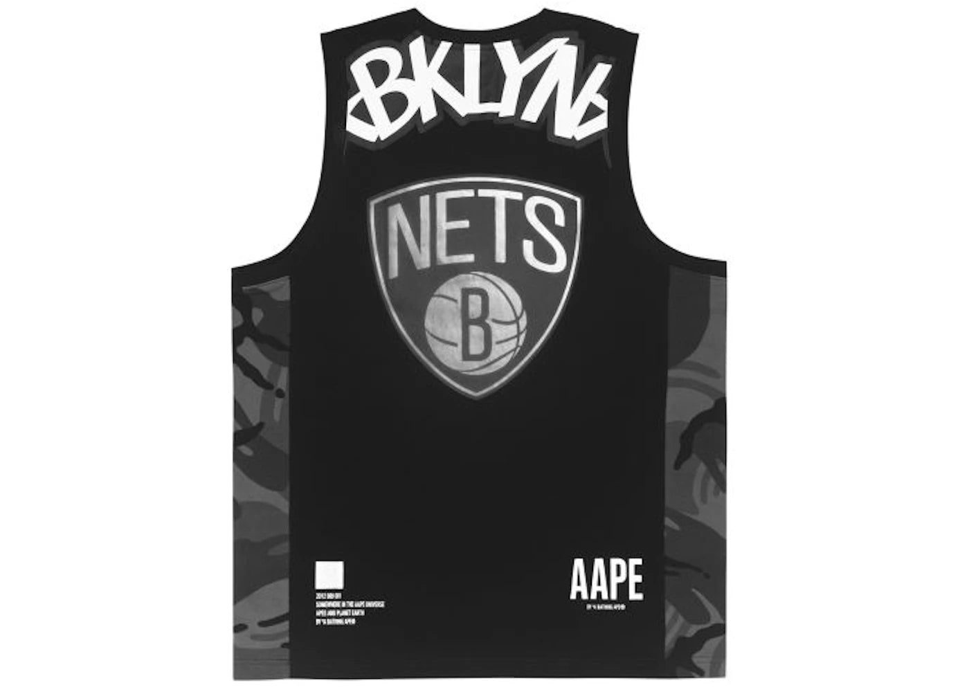 BAPE x NBA Style Ape Face Blooklyn Nets Basketball Tank Top Black - vue secondaire B