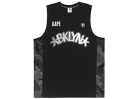 BAPE x NBA Style Ape Face Blooklyn Nets Basketball Tank Top Black