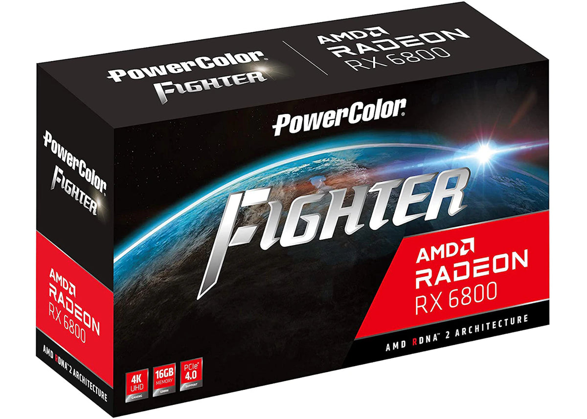 AMD PowerColor Fighter Radeon RX 6800 OC16G Graphics Card (AXRX 6800 16GBD6-3DH/OC) - vue secondaire A