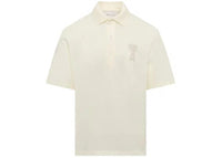 AMI De Coeur Cotton Knitted Patch Polo White Cream