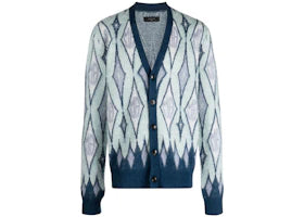AMIRI Amiri Argyle Mohair Cardigan Blue