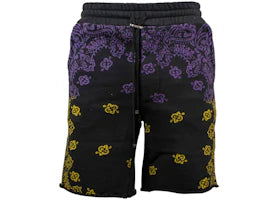 AMIRI Bandana Bleach Shorts Purple/Yellow