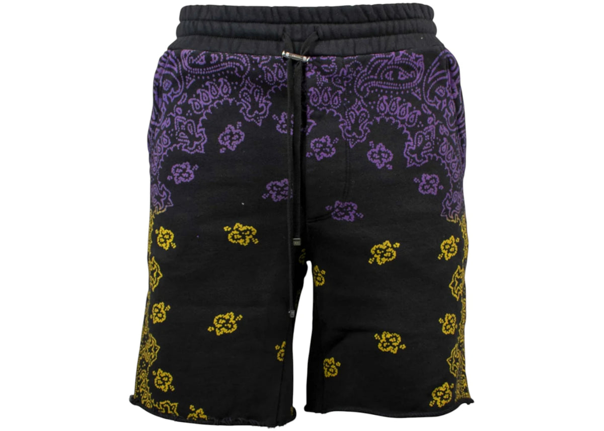 AMIRI Bandana Bleach Shorts Purple/Yellow - vue secondaire A