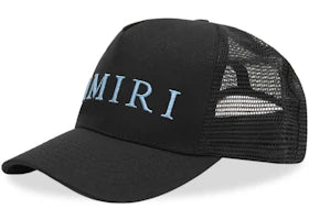 AMIRI Embroidered Logo Trucker Cap Black/Carolina Blue - vue 360