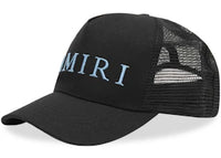 AMIRI Embroidered Logo Trucker Cap Black/Carolina Blue