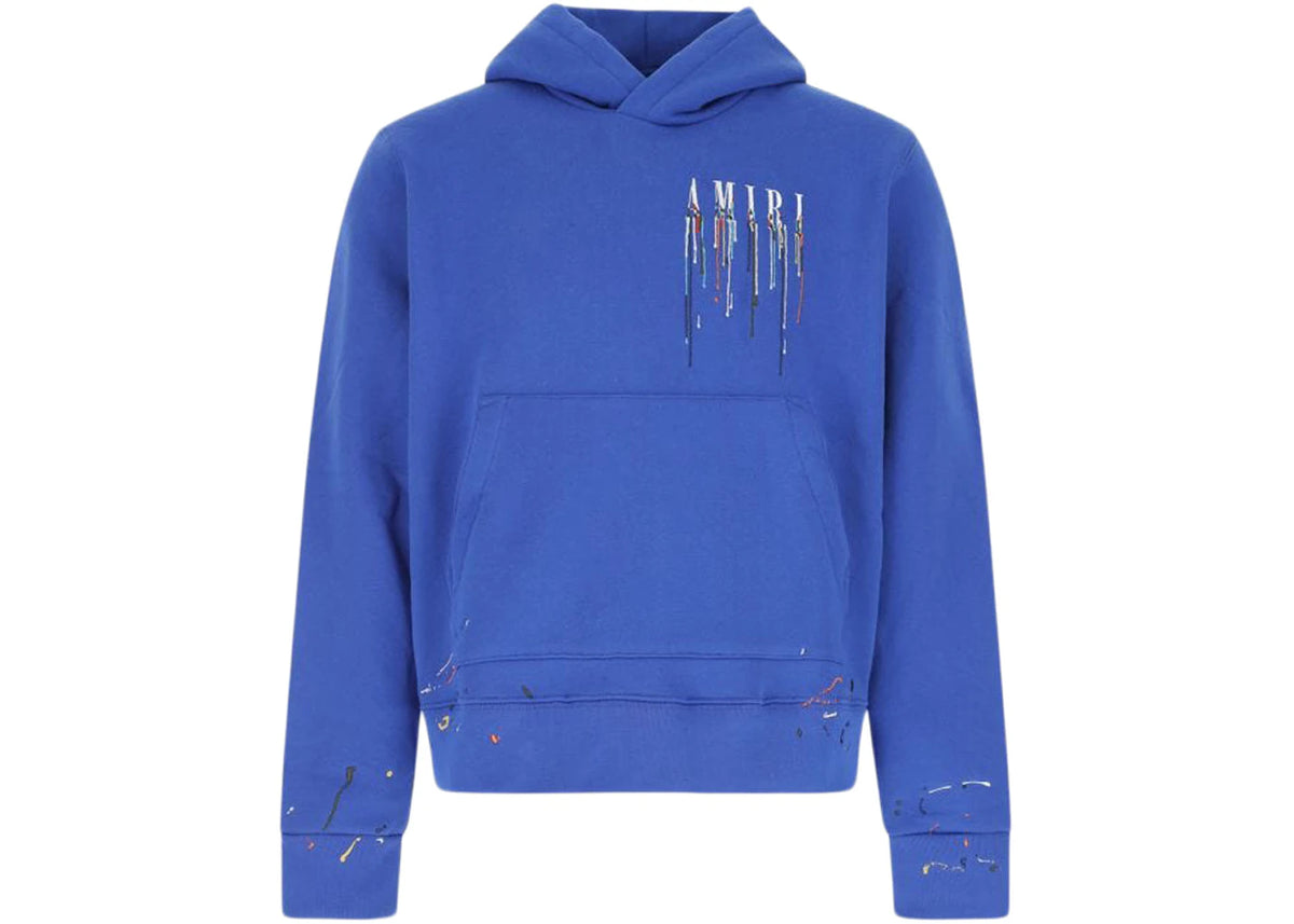 AMIRI Embroidered Paint Drip Core Logo Hoodie Blue - vue secondaire A