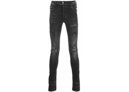 AMIRI Leather Camo MX1 Jeans Aged Black - authentic AMIRI product
