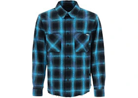 AMIRI Long Sleeve Plaid Shirt Blue
