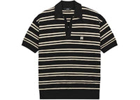 AMIRI MA Stripe Knit S/S Polo Sweater Black