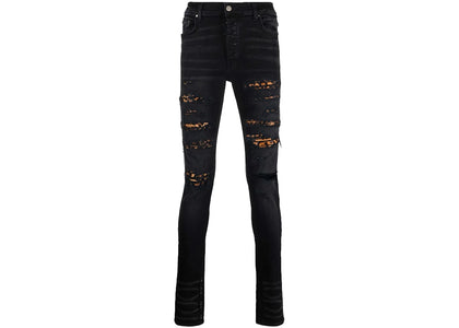 AMIRI MX1 Mid Rise Skinny Jeans Black/Leopard Print - product view 2